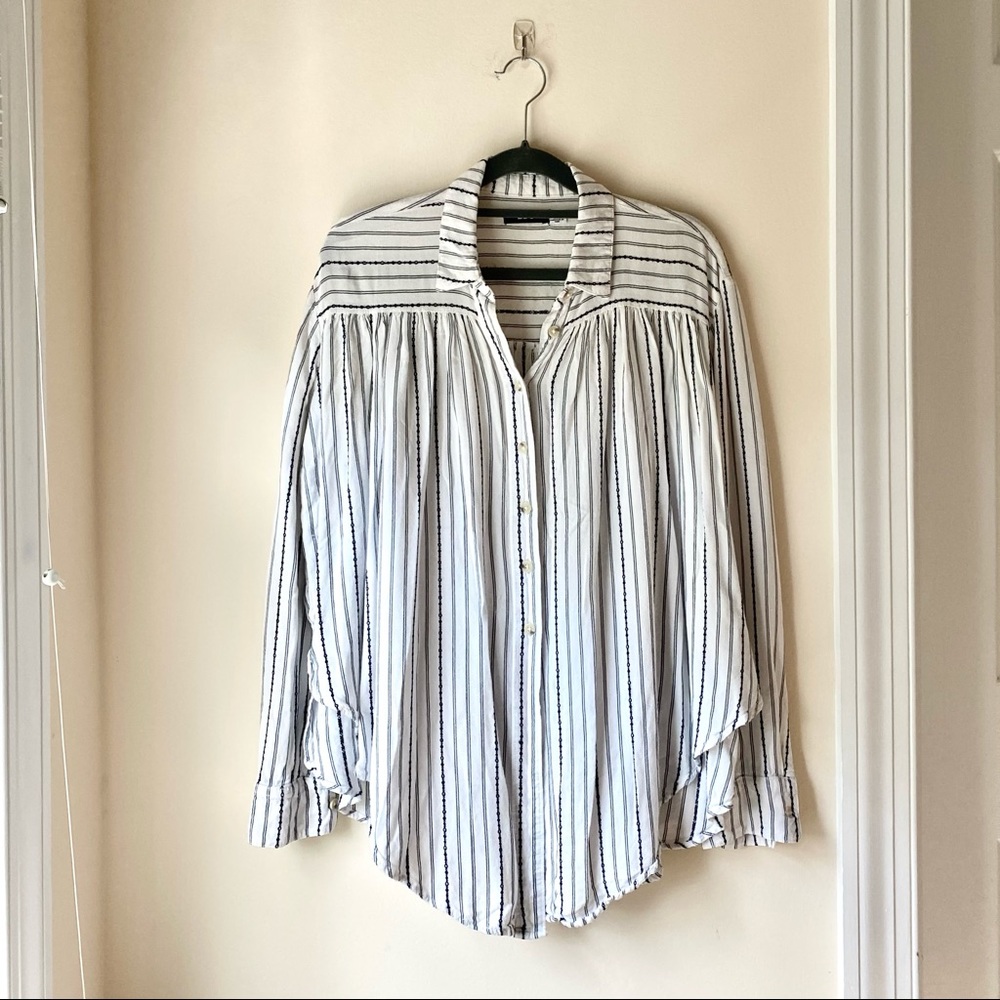 Soft Striped Button Blouse